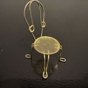 Gold Wire Miniature Doll House Dollhouse Footed Chair 3 Inch